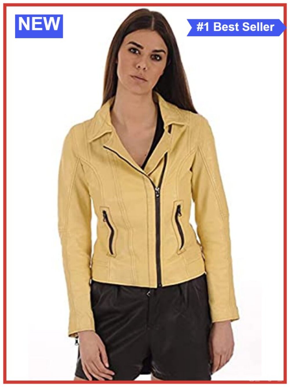 Real Leather Motorcycle Biker Bomber Jacket for Women Winter Wear